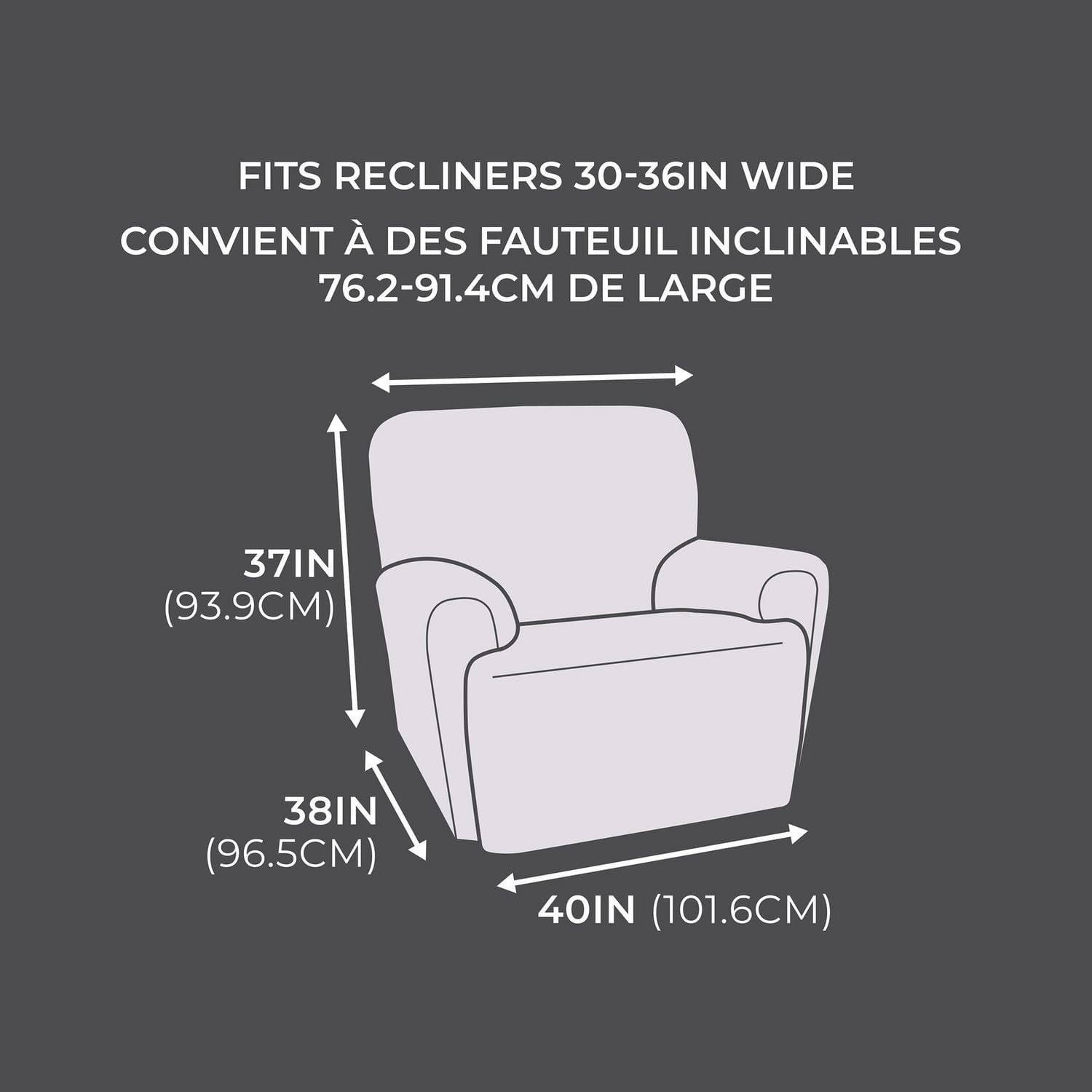 Housse de fauteuil inclinable extensible douce Pixel, housse de mobilier fabriquée avec 20 % de tissu recyclé, lavable à la machine durable et facile a appliquer