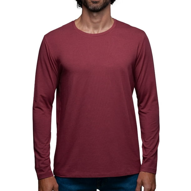 Playera Manga Larga Para Hombre De Algodón Pima y Tela Spandex Unbranded Co Long Sleeve Crew Neck Red Wine XL