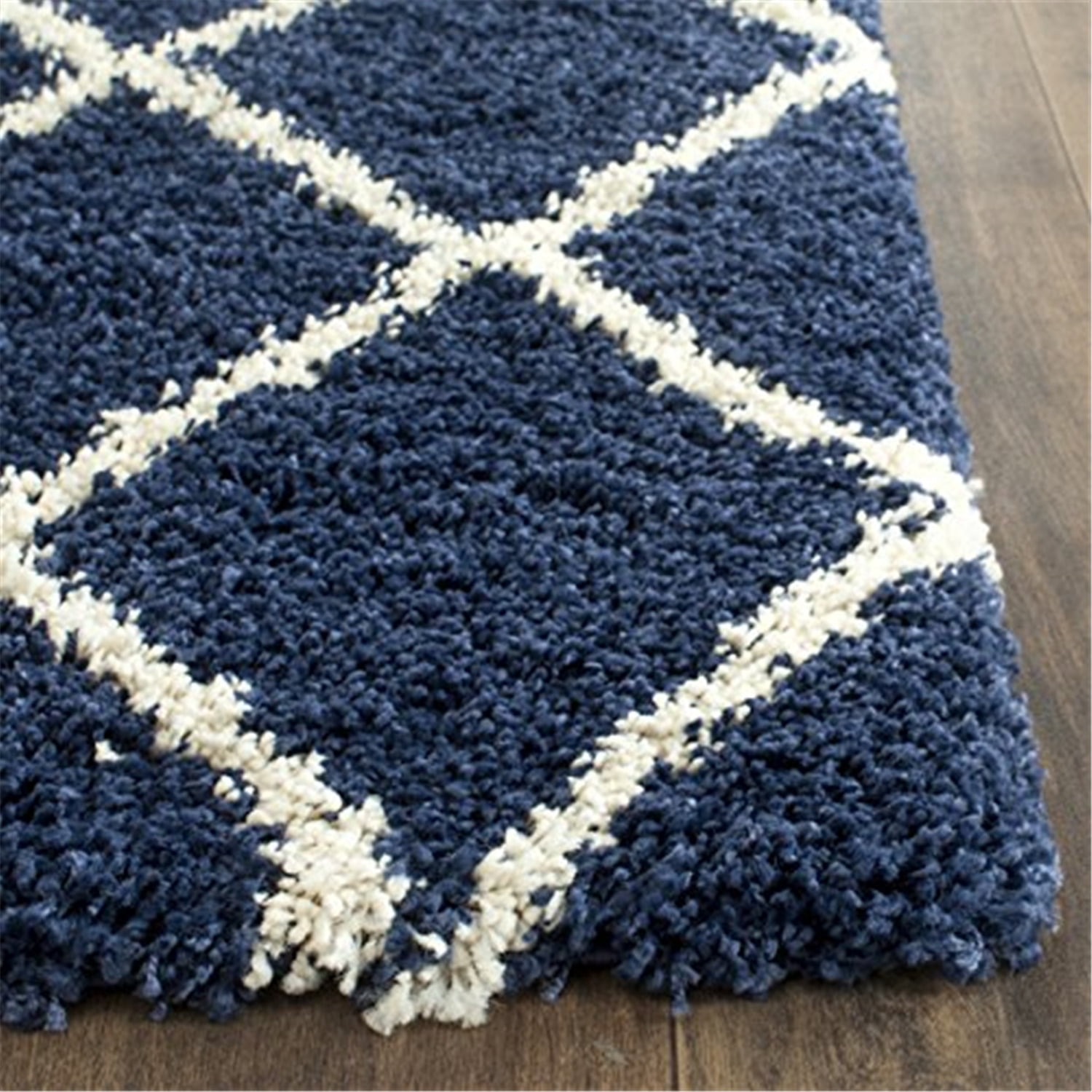 Safavieh SGH281 Hudson Shag Area Rug Finish Navy Ivory Shape Large 