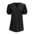 thumbnail image 4 of Tiqkatyck Womens Long Sleeve Shirts, Solid Puff Sleeve T Shirt V Neck Short Sleeve Shirts Casual Every Day Tops Womens Clothes Coats for Women Black L, 4 of 9