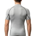 thumbnail image 4 of Yaoyar Mens Mock Neck Compression Tee, Short Sleeve Slim Fit Breathable Athletic Workout Base Layer Shirts, 4 of 6