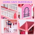 thumbnail image 6 of 16 Rooms Pink Dollhouse for Girls Ages 3+, with Furniture, Accessories, Colorful Lights and 3 Dolls, Pretend Play Gift, 6 of 9