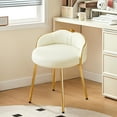 thumbnail image 2 of Furniliving Swivel Vanity Makeup Chair, Comfy Accent Chair with Low Back, Faux Leather Small Makeup Stool for Living, Bedroom, Beige, 2 of 11