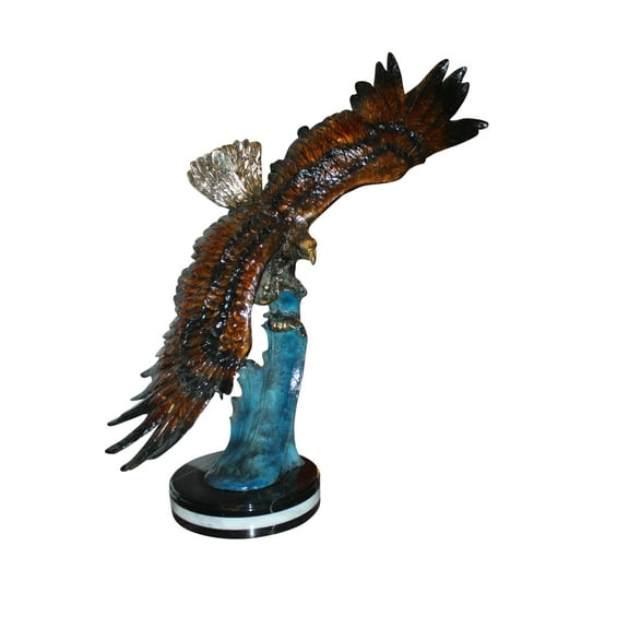 Eagle on a wave - Bronze Statue - Size: 32"L x 12"W x 34"H.