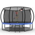 thumbnail image 1 of UIOWIO 12 ft Pumpkin Recreational Trampoline for Kids and Adults Outdoor Trampoline with Basketball Hoop Toddler Backyard Trampoline with Ladder,Enclosure Net,Storage Bag,Blue, 1 of 9