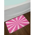 thumbnail image 2 of Retro Bath Mat, Retro Style Effect Stripes Bursting out from the Center with Stars, Plush Bathroom Decor Mat with Non Slip Backing, 29.5" X 17.5", Hot Pink and Coral, by Ambesonne, 2 of 2