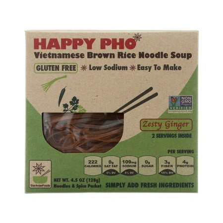 Star Anise Foods Soup - Brown Rice Noodle - Vietnamese - Happy Pho - Zesty Ginger - 4.5 Oz - pack of