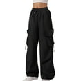 thumbnail image 6 of TTUHYWXI Women Cargo Pants Baggy Y2K Clothing Multi Pockets High Waist Loose Straight Leg Pants Vintage Grunge Clothes (Black, XXL), 6 of 6