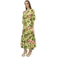thumbnail image 3 of Bimba Women's Long Yellow Designer Drawstring Waist Kimono Cover Up Kaftan-4, 3 of 6