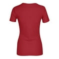 thumbnail image 4 of Women Summer Crew Neck Short Sleeve Tops Ribbed Knit Slim Fit Fashion Basic Tee Shirts Casual Going Out Top #03Red XL, 4 of 5