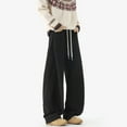 thumbnail image 6 of Kvture Men's Y2K Wide Leg Wide Leg Pants Corduroy Drawstring Casual Pants Streetwear Fashion Trousers with Pockets Black M, 6 of 8