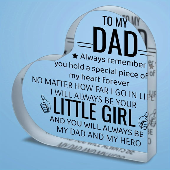 Vintage Style Acrylic Heart-Shaped Plaque - Best Dad Ever Dad Gift From Daughter & Son - Fathers Day Present Birthday Gift For Dad Home Office Living Room Decor