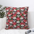 thumbnail image 4 of Pofeuu Skull and Roses Print Double-sided plush pillowcase Square Throw Pillow Covers Pillows Cover for Living Room Bedroom Sofa Couch Cushion Cover（No pillow core）-26"x26", 4 of 7