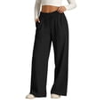 thumbnail image 2 of cocolona Linen Pants Women Summer High-waisted Wide Leg Beach Pants Trendy Casual Baggy Drawstring Trousers with Pockets, 2 of 7