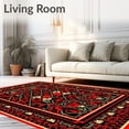 thumbnail image 2 of ODIKA 6'x9' Machine Washable Non-Slip Area Rug, Evergreen Stag Crosshatch Countryside Valley Hearth Joyful Gathering High Traffic Rug with Pad, Red, 623097, 2 of 8