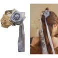thumbnail image 2 of Long Ribbon Decor Flower Shape Hair Claw Hot Girls Hanfu Chinese Style Flower Ponytail Hair Clip for Woman Girls, 2 of 4