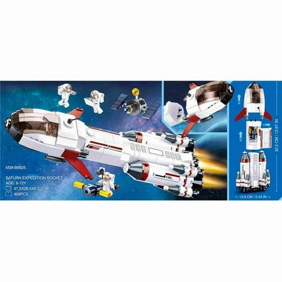 Saturn Space Expedition Rocket Building Brick Kit (468 pcs)