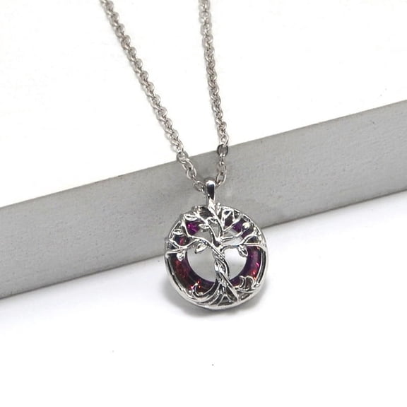 Namzi Life Tree Necklace Pendant, Men's and Women's Necklace Accessories, Handmade, Life Tree Crystal Pendant, Personalized and Simple Life Tree Necklace (Silver)