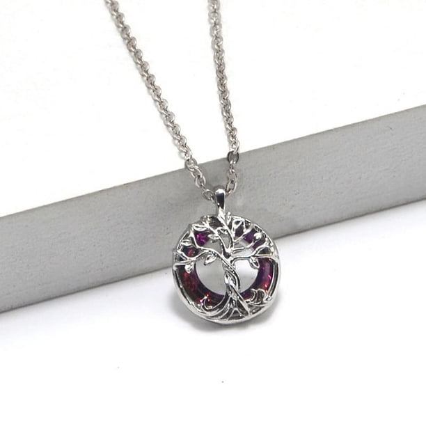 Zhuge Collar con colgante de árbol de la vida, accesorios para collares para hombres y mujeres, colgante de cristal de árbol de la vida, collar sencillo de árbol de la vida (plata)