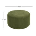 thumbnail image 2 of Christopher Knight Home 30" Corduroy Upholstered Round Ottoman, Wood Frame, Dark Green, 2 of 7