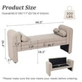 thumbnail image 3 of 60.5'Storage Bench with Armrests and Bolster Pillows, Upholstered Velvet Ottoman Bench with Lift-Top Storage, Multi-Scene Entryway Bench Bedroom Bench Living Room Bench, 300 LBS Capacity OATMEAL, 3 of 7