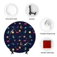 thumbnail image 4 of Wukai Space Dinosaur Print Decorative Plate for Display,Bone China Decorative Plate, Ceramic Dinner Plate with Stand, Vertical Ceramic Plate-8in, 4 of 6