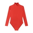 thumbnail image 5 of Zaldita Women's Ballet Dance Leotard Mock Turtleneck Long Sleeve Gymnastic Bodysuit Dancewear Red XL, 5 of 7