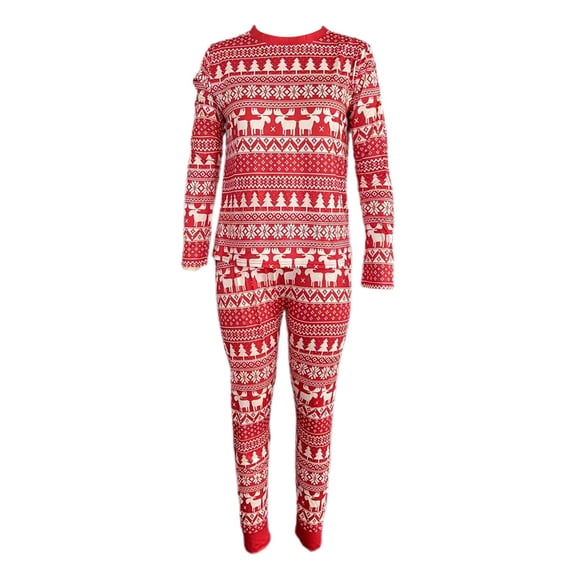 Christmas Vacation Pajamas Christmas Classic Print Family Matching Pajama Set Long Sleeve Crew Neck Full Length Pants Cozy Sleepwear For Dad Red L