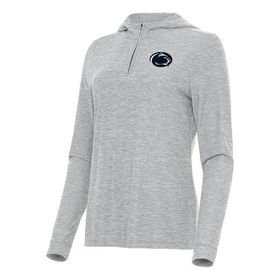 Women's Antigua  Heather Gray Penn State Nittany Lions Daybreak Quarter-Zip Hoodie