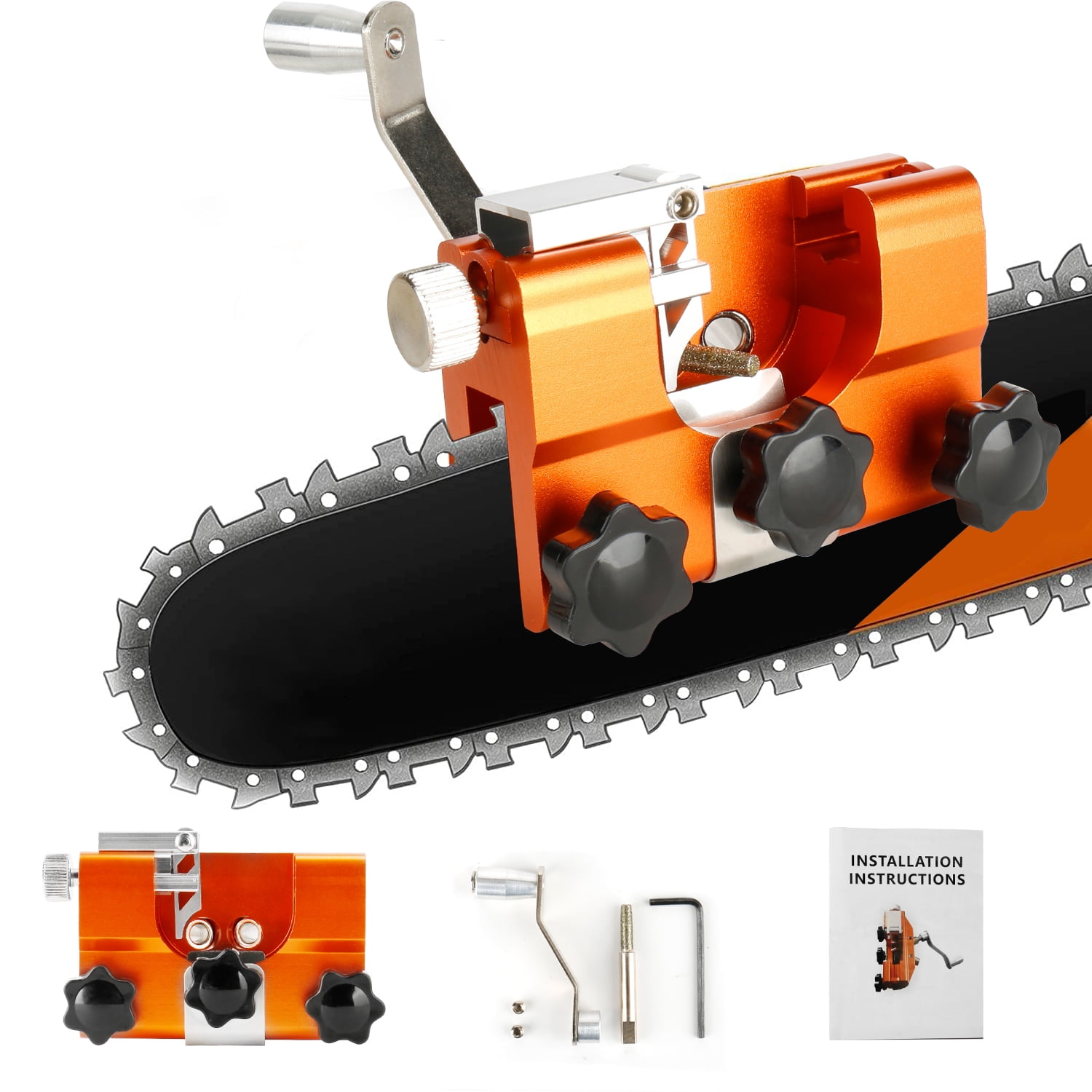 Romanda Chainsaw Sharpener Kit, HandCranked Chainsaw Sharpening Jig Kit for All Kinds of Chain