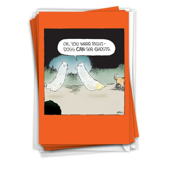 NobleWorks, Dogs See Ghosts - 12 Funny Halloween Cards Boxed - Bulk Set, C10728HWG-B12x1