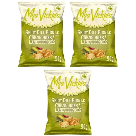 Miss Vickie's Spicy Dill Pickle Flavor Kettle Cooked Potato Chips, 200g (3 Pack)