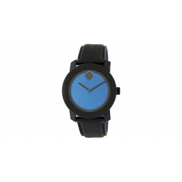 Movado NEW MENS 3600480 BOLD BLACK LEATHER STRAP BLUE DIAL WATCH Walmart