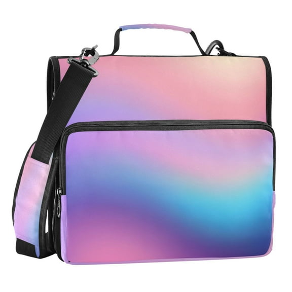 ALAZA Zipper Binder Blue Gradient Pink 3 Ring Trapper Keeper File Folder Organizer Bag