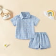 thumbnail image 2 of Toddler Boys Outfits 2 Piece Button Down Striped Shirt With Pocket Striped Short Sets Clothing Sets for Boys Size 4-5T, 2 of 9