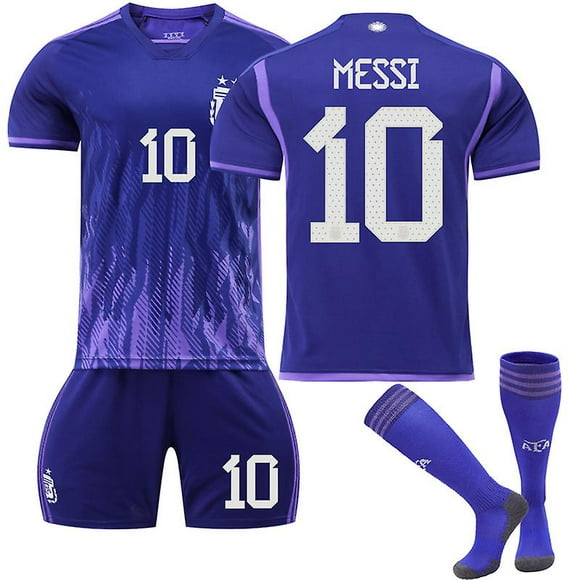 Messi #10 Jersey Home 2022-2023 New Season Argentina Soccer T-shirts Jersey Set For Kids Youths