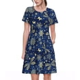 thumbnail image 1 of Disketp Dark Blue Christmas para Vestido de Manga Corta para Mujeres, Vestidos de Verano para Mujeres, Casual y Holgado para la Playa, 1 of 6