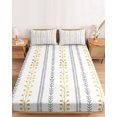 thumbnail image 2 of Queen Size Fitted Sheet Set - Modern Bohemia 3 Piece Bedding Sets 16" Deep Pocket Fitted Sheet with 2 Pillowcases, Spring Floral Leaves Lines Simple Rustic Brushed Microfiber Hotel Luxury Bed Sheets, 2 of 9