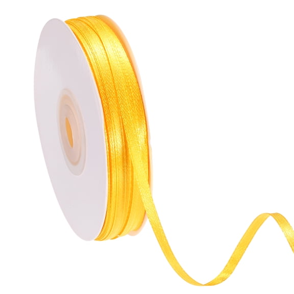 Uxcell Satin Ribbon (100 Yards, 1/8" Wide, Gold Yellow) Double Face Solid Fabric Ribbon, Suit for Craft/DIY/Gift Wrapping/Hair Bows/Floral Bouquets/Wedding/Birthday/Party Decoration