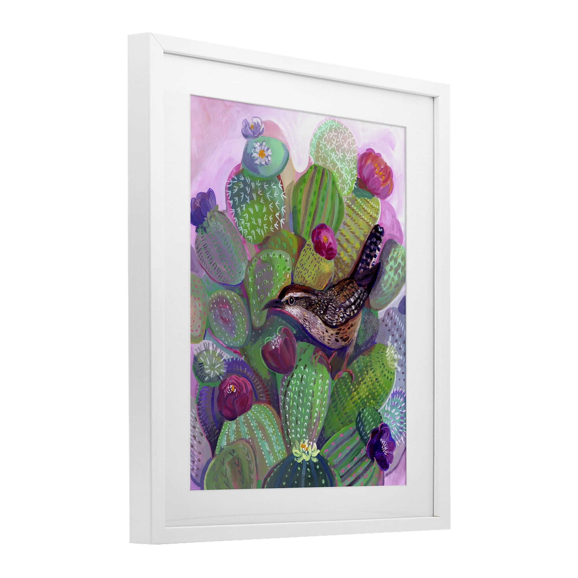 Desert Day Dream Bird White Framed Print Under Glass, design by Ashley Davis