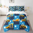 thumbnail image 2 of Homewish Boys Girls Yellow Truck Twin Bedding Sets 7-Piece,Cartoon Car Bedding Comforter Set Microfiber,Geometric Plaid Grid Breathable Sheet Sets,Super Cozy Room Decor,Reversible, 2 of 8