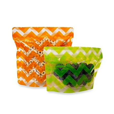 BooginHead Reusable Snack Pouches Pack'Ems 2-Pack 1 Small & 1 Large Orange