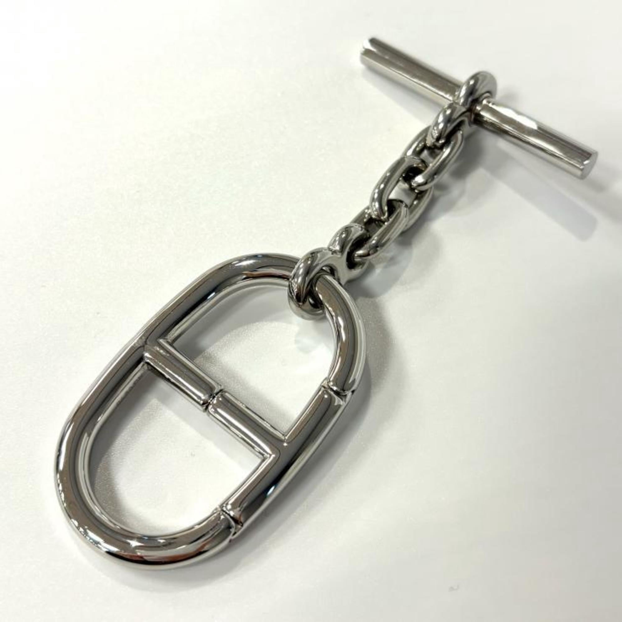 Pre-Owned HERMES Chaine d'Ancre Silver Key Ring with Rhodium Charm