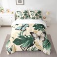 thumbnail image 2 of Manfei Falm Monstera Leaf 7 Pieces Bedding Comforter Set,Wild Butterfly Full Bedding Set,Green Beige Cyan Fitted Sheet Flat Sheet For Girls Boys,Breathable Home Decor, 2 of 8