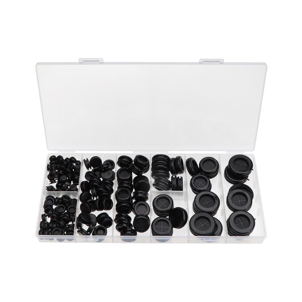170pcs Rubber Grommet DoubleFace Firewall Hole Plug Black Electrical