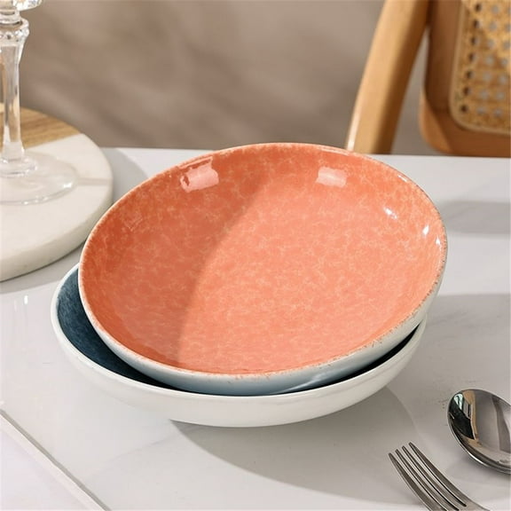 XChangeFun Salad Plate Deep Plate Glazed Ceramic Orange 7.91 Inch Dishwasher Safe 1 Count