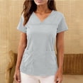 thumbnail image 2 of Women's Scrub Top Short Sleeve Medical Shirts Stretchy Soft Nurse Uniform V-Neck Tee With Pockets, 2 of 9