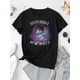 thumbnail image 2 of Creative English Ghost Man Pattern Printed Women'S Fashionable Round Neck Short Sleeve, Simple Casual Sports T-Shirt, Comfortable Summer Top for Holidays., 2 of 6