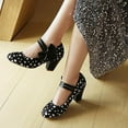 thumbnail image 5 of Women Polka Dot Mary Jane Bow Pumps Block Heels, 5 of 7