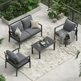 thumbnail image 2 of STARY Outdoor conversation sets, 4 Pieces Metal Patio Furniture Set with 2 Single Sofas, Loveseat & Coffee Table, for Garden, Backyard, Balcony (Dark Gray), 2 of 8